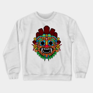 Abstract Hand Drawn Etnic Mask Fantasy Artsy Style Crewneck Sweatshirt